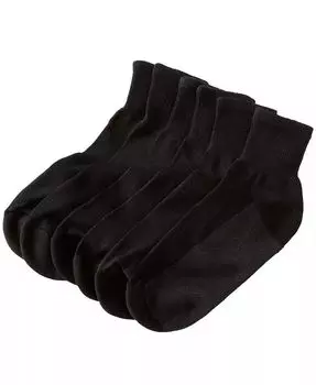 Мужские носки длиной 1/4 дюйма с мягкой подошвой, 6 пар KingSize, черный
