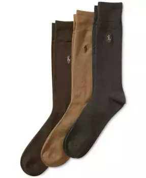 Мужские носки для костюма Supersoft, 3 пары Polo Ralph Lauren, коричневый/бежевый