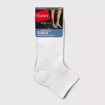 Мужские носки Hanes Originals Premium SuperSoft Ankle Socks 3pk Hanes Premium, цвет White/Gray