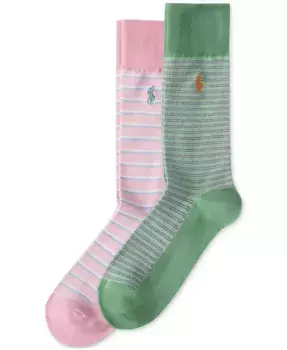 Мужские носки Oxford Stripe Slack, 2 пары Polo Ralph Lauren, зеленый