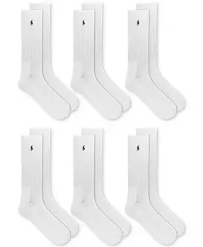 Мужские носки Performance Sport Crew, 6 пар Polo Ralph Lauren, белый