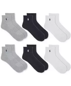 Мужские носки Performance Sport Quarter, 6 пар Polo Ralph Lauren, серый