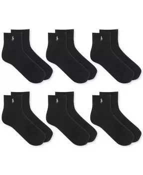 Мужские носки Performance Sport Quarter, 6 пар Polo Ralph Lauren, черный