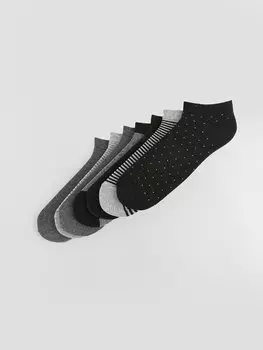 Мужские носки-пинетки с рисунком, 7 пар носков LCW ACCESSORIES, окрашенная пряжа смешанного цвета