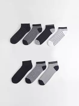 Мужские носки-пинетки с рисунком, 7 пар носков LCW ACCESSORIES, окрашенная пряжа смешанного цвета