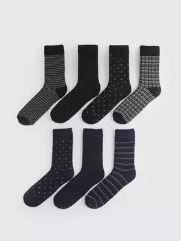 Мужские носки с рисунком, 7 пар LCW ACCESSORIES, окрашенная пряжа смешанного цвета