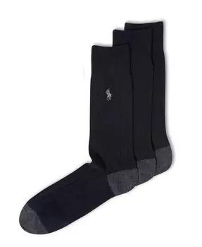 Мужские носки Soft Touch Rib Dress Socks, 3 пары Polo Ralph Lauren, черный
