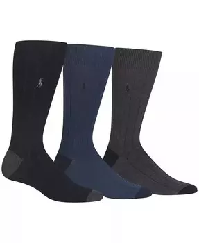 Мужские носки Soft Touch Rib Dress Socks, 3 пары Polo Ralph Lauren, мультиколор