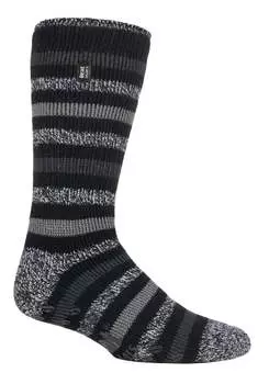 Мужские носки-тапочки с флисовой подкладкой и полосками Heat Holders, черный