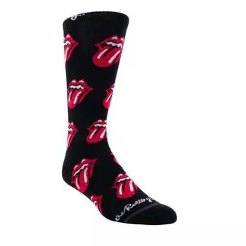 Мужские носки The Rolling Stones Allover Red Tongues Crew Socks черного цвета Perri’s Socks