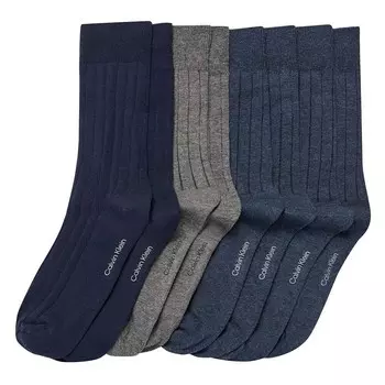 Мужские носки в рубчик Calvin Klein, 4 пары носков с круглым вырезом, цвет Blue Assorted