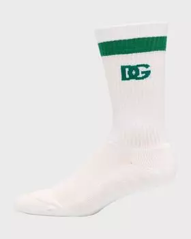 Мужские носки в рубчик с логотипом в полоску Dolce&Gabbana, цвет White