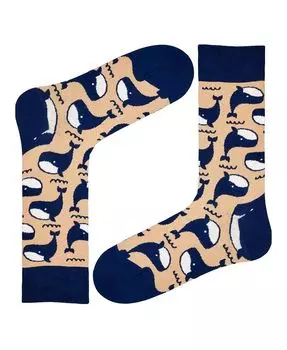 Мужские новинки цветных носков унисекс с бесшовным мыском и китами, 1 шт. Love Sock Company, тан/бежевый