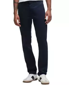 Мужские облегающие брюки-чиносы из хлопкового атласа стретч-хлопка Hugo Boss, синий