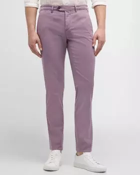 Мужские облегающие брюки из твила с плоской передней частью Canali, цвет Purple