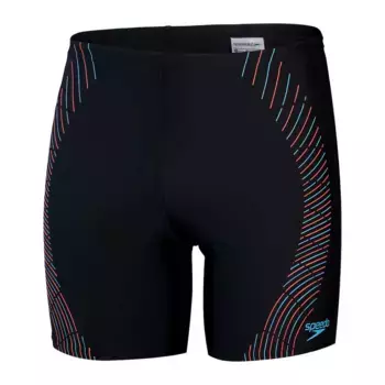 Мужские облегающие плавки Speedo средней длины с логотипом на обеих штанинах, чёрный