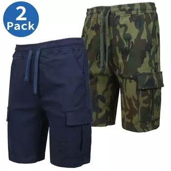 Мужские облегающие шорты-джоггеры из суперэластичной ткани, 3 пары Galaxy By Harvic, цвет navy olive woodland