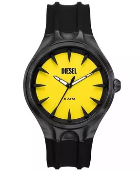 Мужские обтекаемые черные силиконовые часы с тремя стрелками, 44 мм Diesel, черный