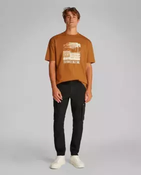 Мужские обтягивающие брюки-карго с эффектом потертости Calvin Klein Jeans, черный