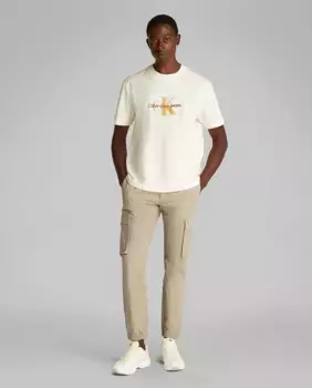 Мужские обтягивающие брюки-карго с эффектом потертости Calvin Klein Jeans, серый