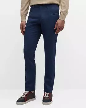 Мужские однотонные брюки с 5 карманами Canali, цвет Blue