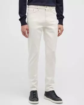 Мужские однотонные джинсовые джинсы с 5 карманами ZEGNA, цвет White Solid