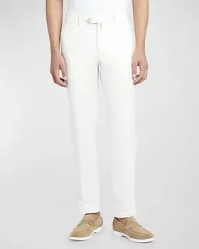 Мужские однотонные хлопковые брюки Kiton, цвет Cream