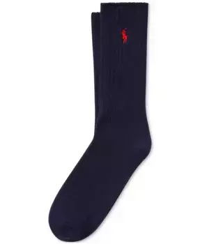 Мужские однотонные классические носки Crew Polo Ralph Lauren, синий
