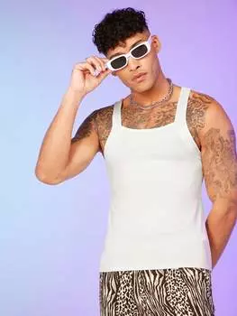 Мужские однотонные майки FeverCity, белый цвет