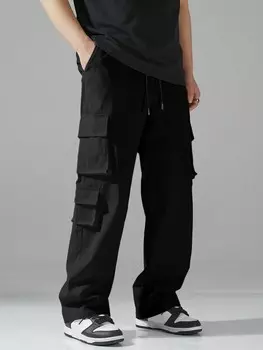 Мужские однотонные повседневные брюки с завязками и карманами Hypemode Manfinity, черный