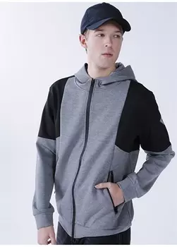 Мужские однотонные серые меланжевые брюки с воротником с капюшоном Limon