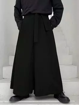 Мужские однотонные широкие брюки EMRG со скошенными карманами, однотонная парашютная длина, черный гасящий цвет Manfinity, черный