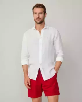 Мужские однотонные шорты-бермуды для плавания с вышитым логотипом Hackett, красный