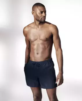 Мужские однотонные шорты-бермуды для плавания темно-синего цвета Bread & Boxers, тёмно-синий