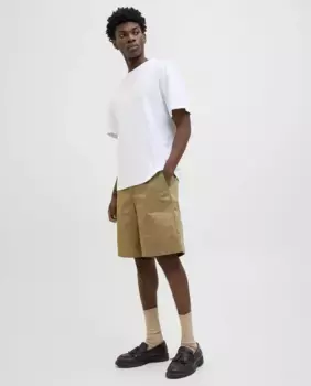 Мужские однотонные шорты-бермуды свободного кроя Jack & Jones, бежевый