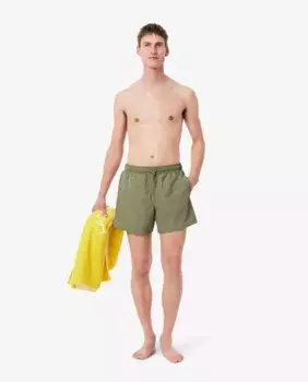 Мужские однотонные синие шорты-бермуды для плавания Lacoste, цвет Verde Militar