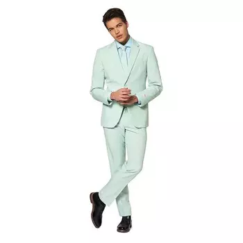 Мужские OppoКостюмы Облегающий однотонный комплект из костюма и галстука OppoSuits, цвет Magic Mint