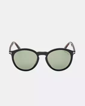 Мужские овальные солнцезащитные очки из ацетата черного цвета Tom Ford