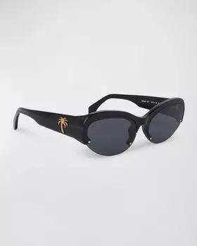 Мужские овальные солнцезащитные очки Palmdale из ацетата Palm Angels, цвет Black Dark Grey