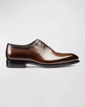 Мужские оксфорды из полированной кожи Carter Santoni, цвет Dark Brown