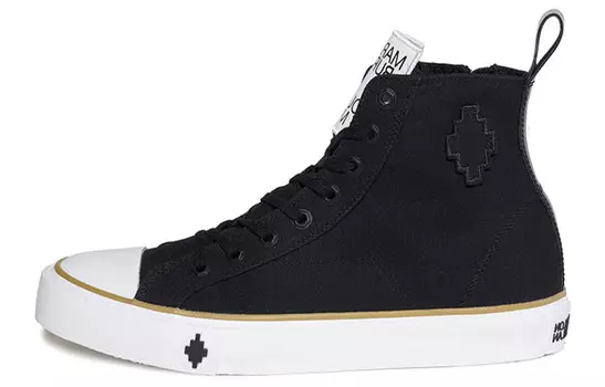 Мужские парусиновые кеды Burlon High Top черного/белого цвета Marcelo Burlon