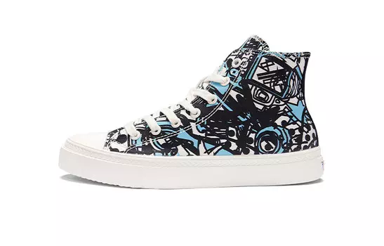 Мужские парусиновые туфли с высоким берцем, белые/синие Istep