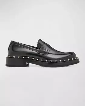 Мужские пенни-лоферы Rockstud M-Way Valentino Garavani, цвет Black