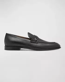 Мужские пенни-лоферы с орнаментом Desio Gancio Ferragamo, цвет Black