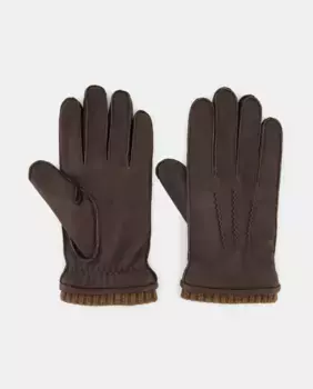 Мужские перчатки из оленя с шерстяной манжетой и подкладкой из тинсулата Emidio Tucci, коричневый