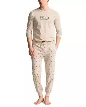 Мужские пижамные брюки из хлопка с принтом Polo Ralph Lauren, серый