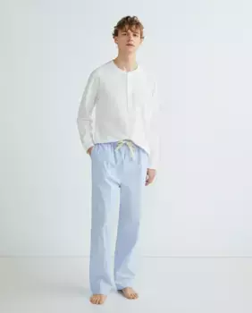 Мужские пижамные брюки из хлопкового поплина Emidio Tucci, голубой