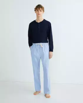 Мужские пижамные брюки из хлопкового поплина Emidio Tucci, голубой