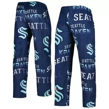 Мужские пижамные брюки из микрофлиса Concepts Sport Deep Sea Blue Seattle Kraken Windfall по всей длине