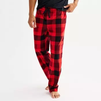 Мужские пижамные брюки из микрофлиса Sonoma Goods For Life, цвет Uneven Check Red Black